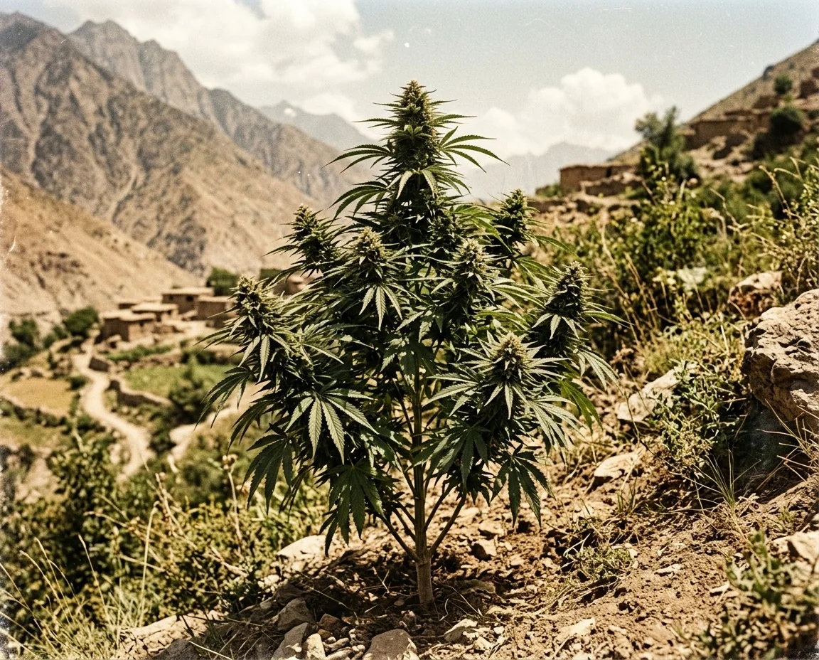 Vintage-inspired photograph of the strain landscape representing Afghani in Afghanistan